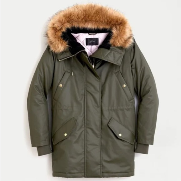 J.Crew Green Parka Primaloft Hooded Jacket - Picture 2 of 13